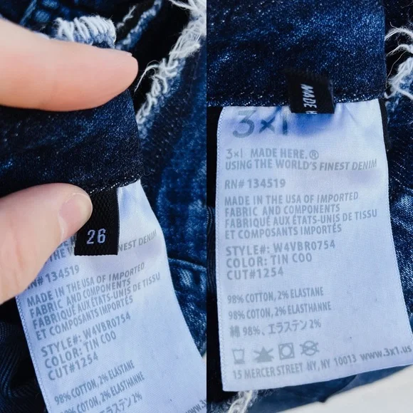 3x1 Raw Edge Shelter Slim Jeans in Tin Coo Medium Wash Women’s 26 - Picture 14 of 15